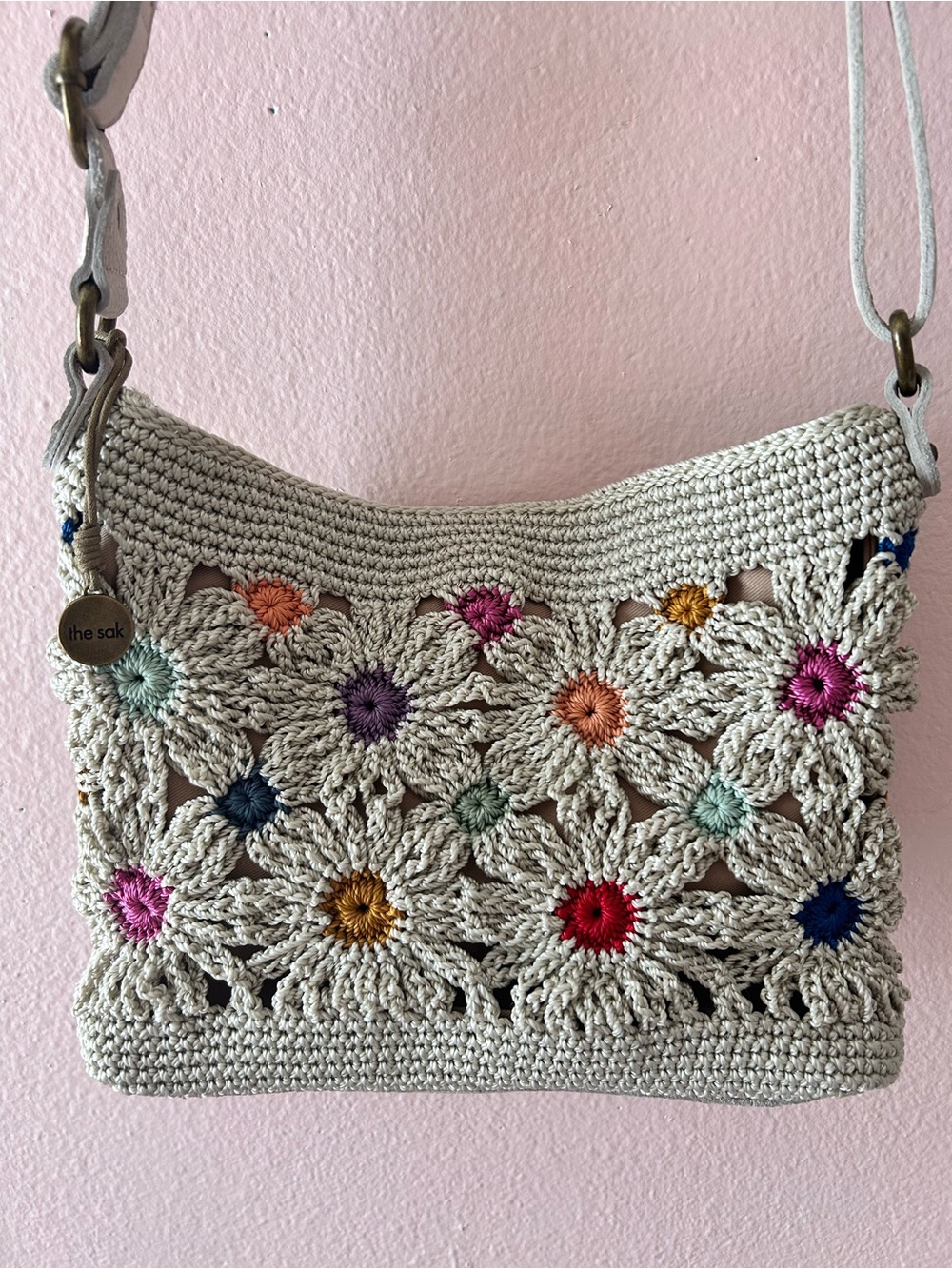 The Sak Lumi Crochet Convertible Crossbody Bag - Natural Multi Flowers 🌼